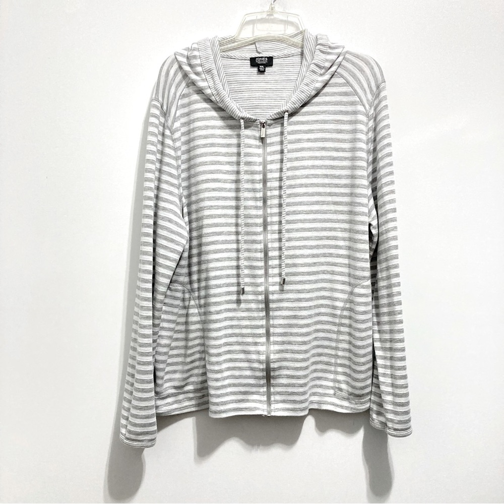 Jones New York Signature Women’s Striped Zip Up Hoodie